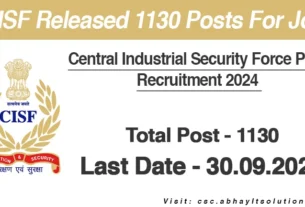 CISF Released 1,130 constable Fireman Posts – CSC Abhay IT Solutions