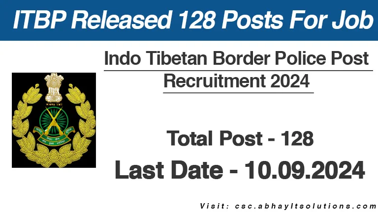 ITBP Released 128 Posts For Constable – CSC Abhay IT Solutions